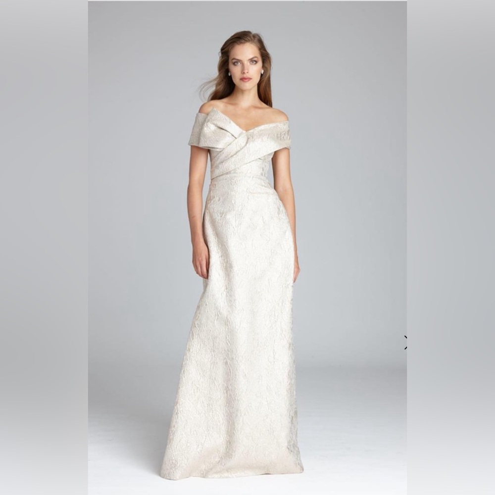 Teri Jon champagne metallic gown